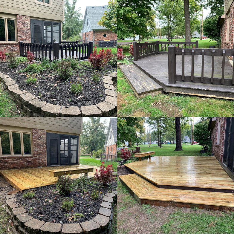 Wood Deck with bench, replacing existing structure.